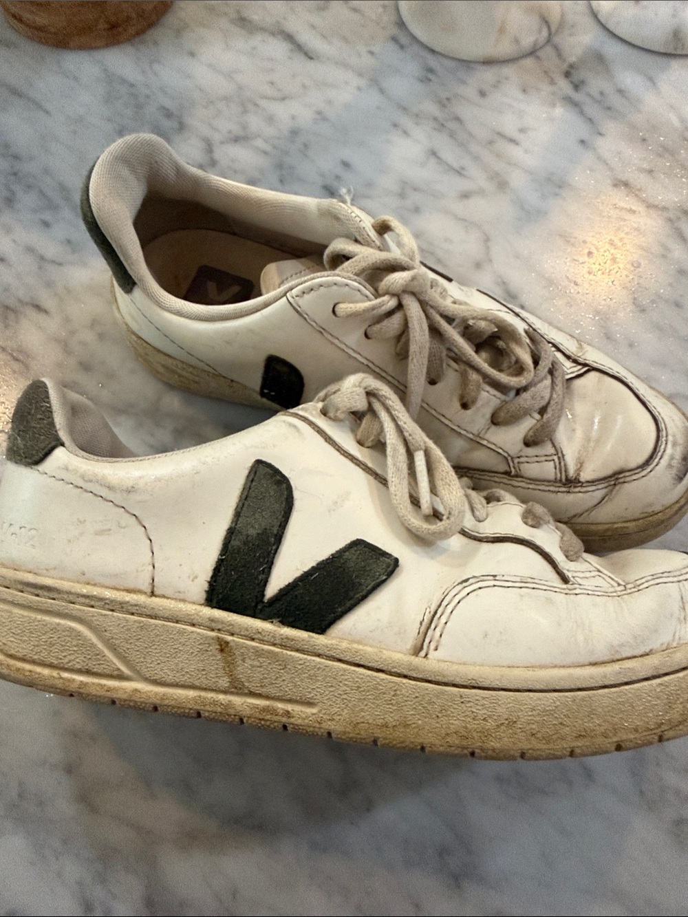 Veja White Leather Women's Sneakers with Black Accent